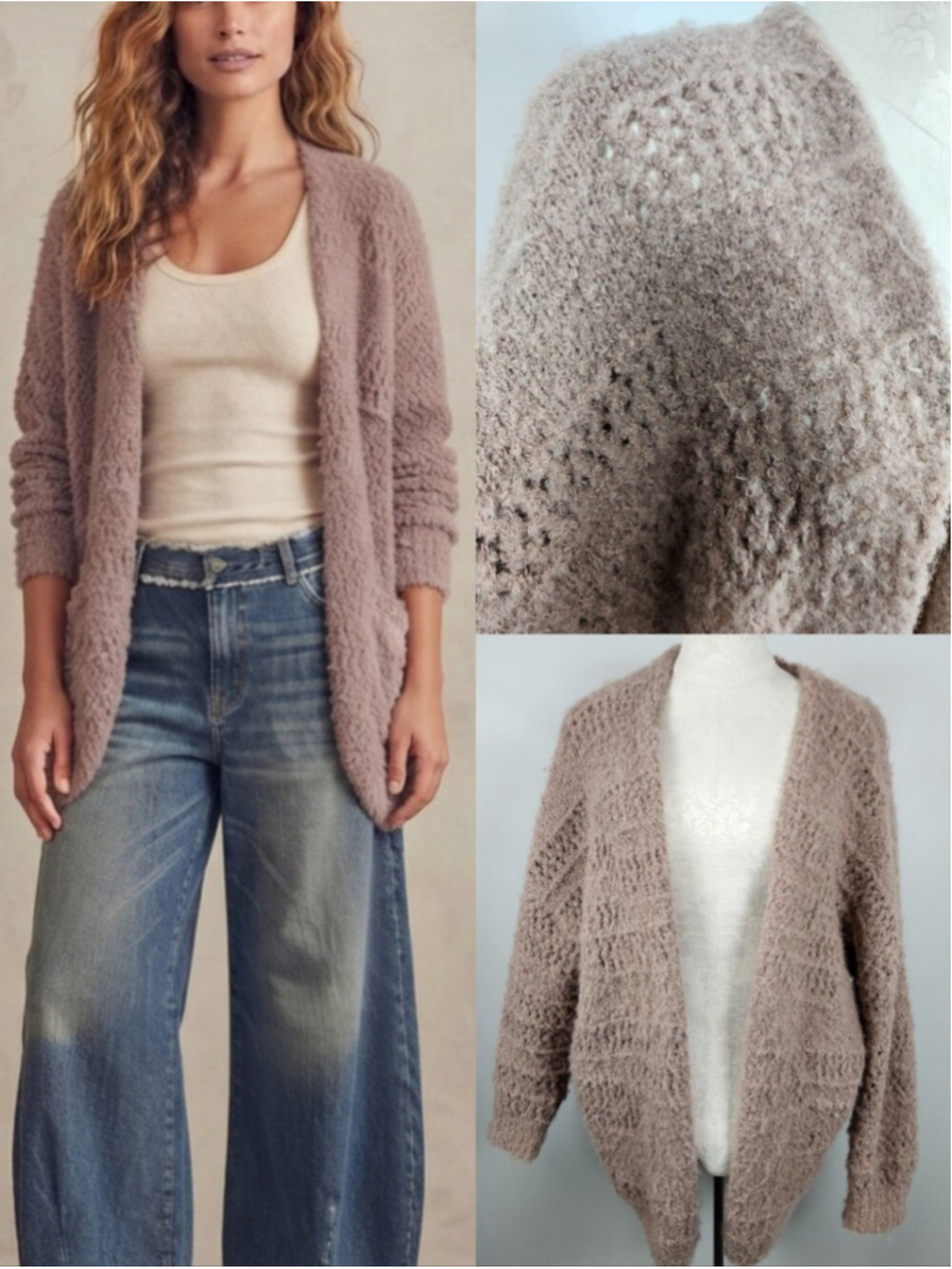 Cozy Comfortable Cardigan Blush Pink Sz M/L Soft Fuzzy Baggy Oversized Knit